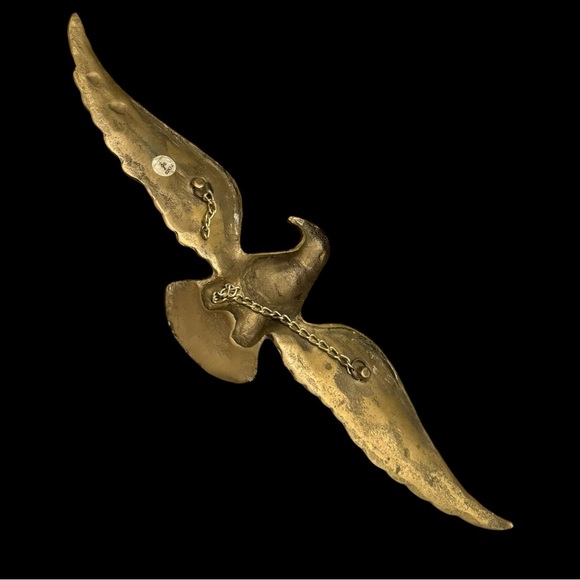 Vintage Mid Century Cast Brass Eagle Bird Metal Hanging Wall Patriotic Decor - Picture 6 of 14